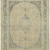 Hand-knotted persian vintage 1970s 305 cm x 390 cm beige wool carpet
