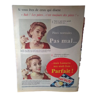 A Lustucru noodle pasta paper advertisement from a period magazine