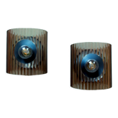 Pair of vintage seventies plexiglass wall sconces