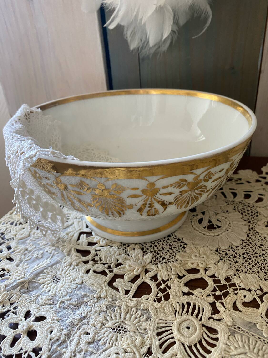 Large antique Paris porcelain bowl