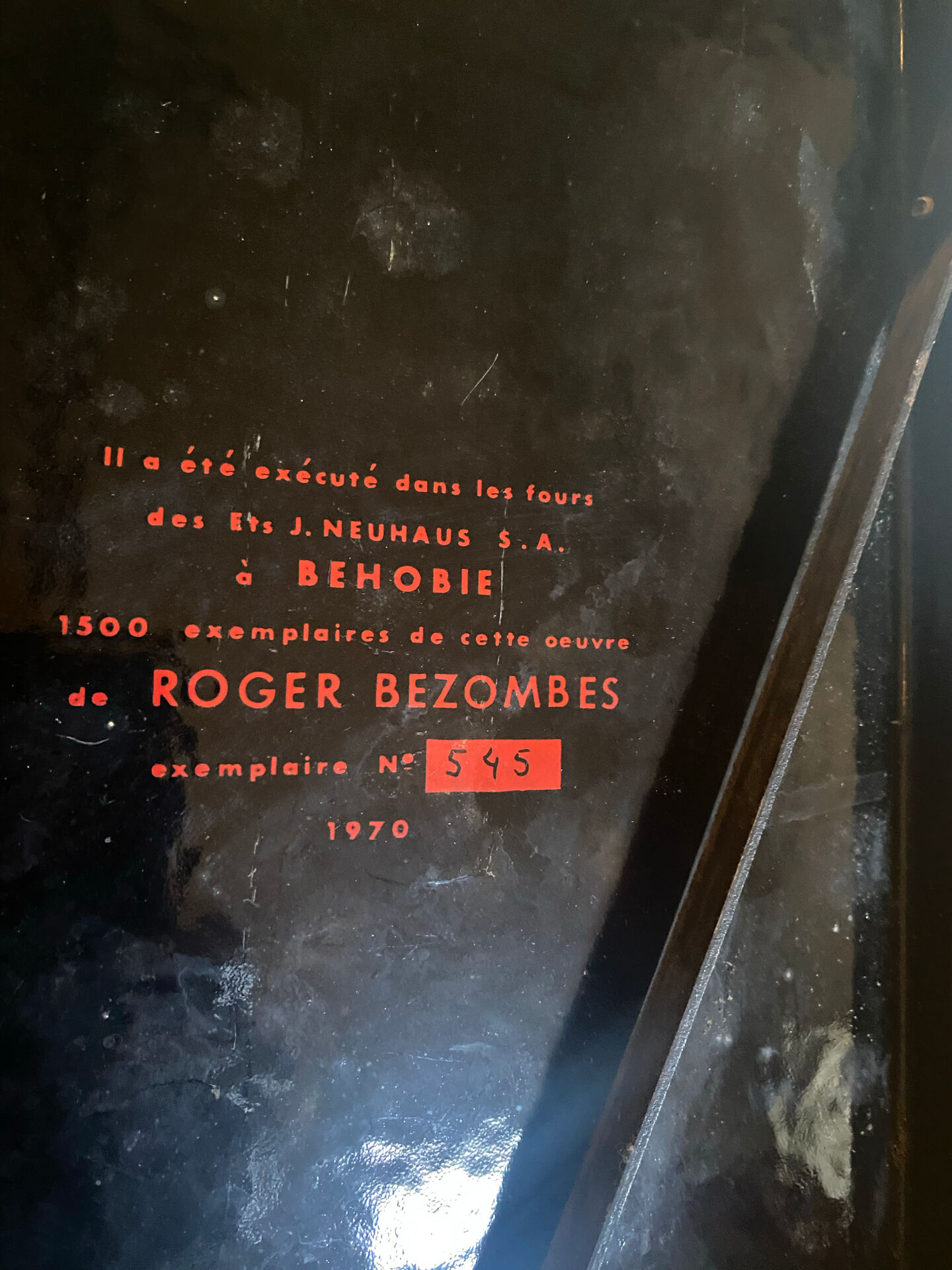 Enamelled plaque Roger Bezombes