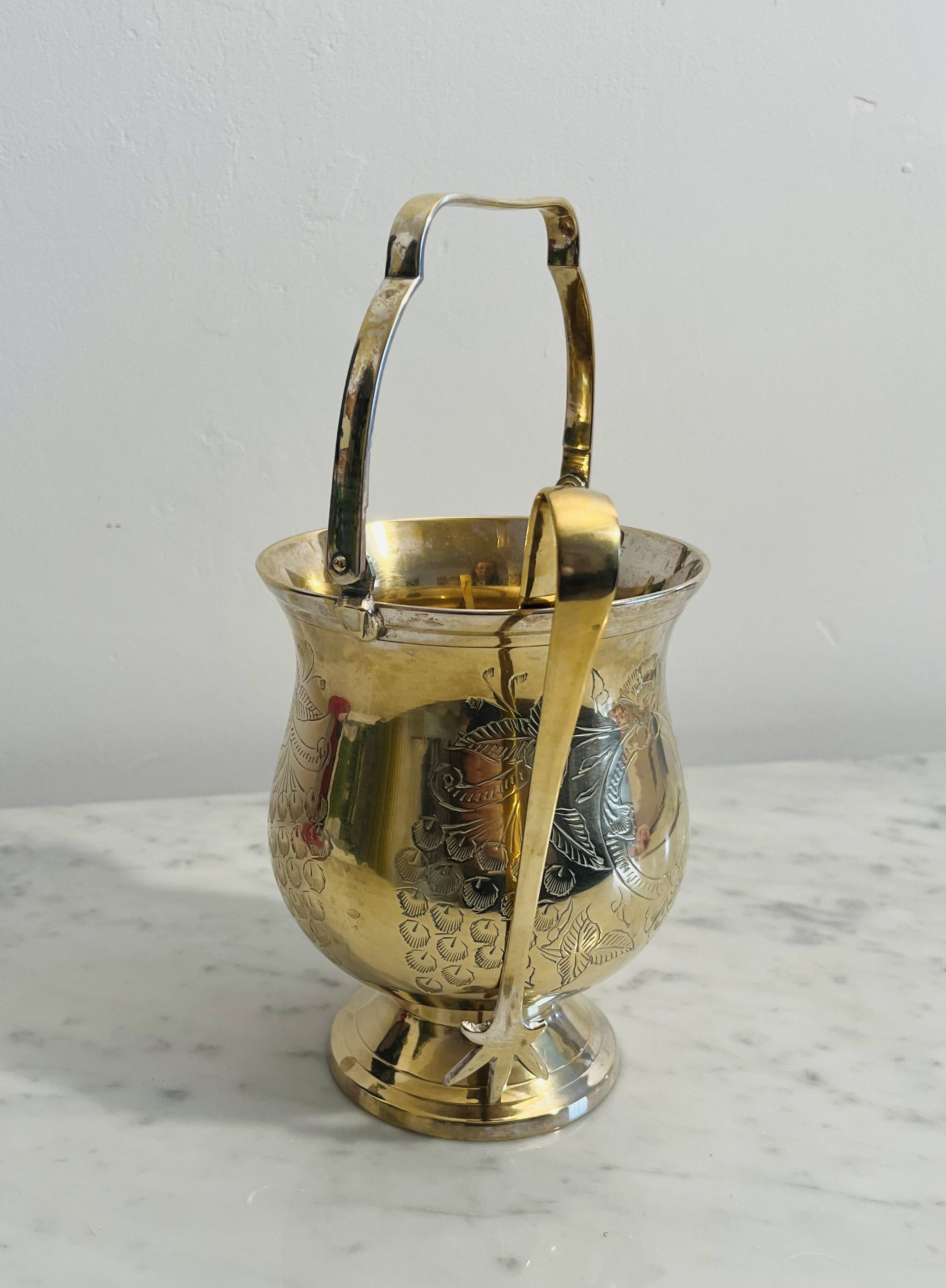 Seau à glace style  victorien ancien en laiton – charme vintage