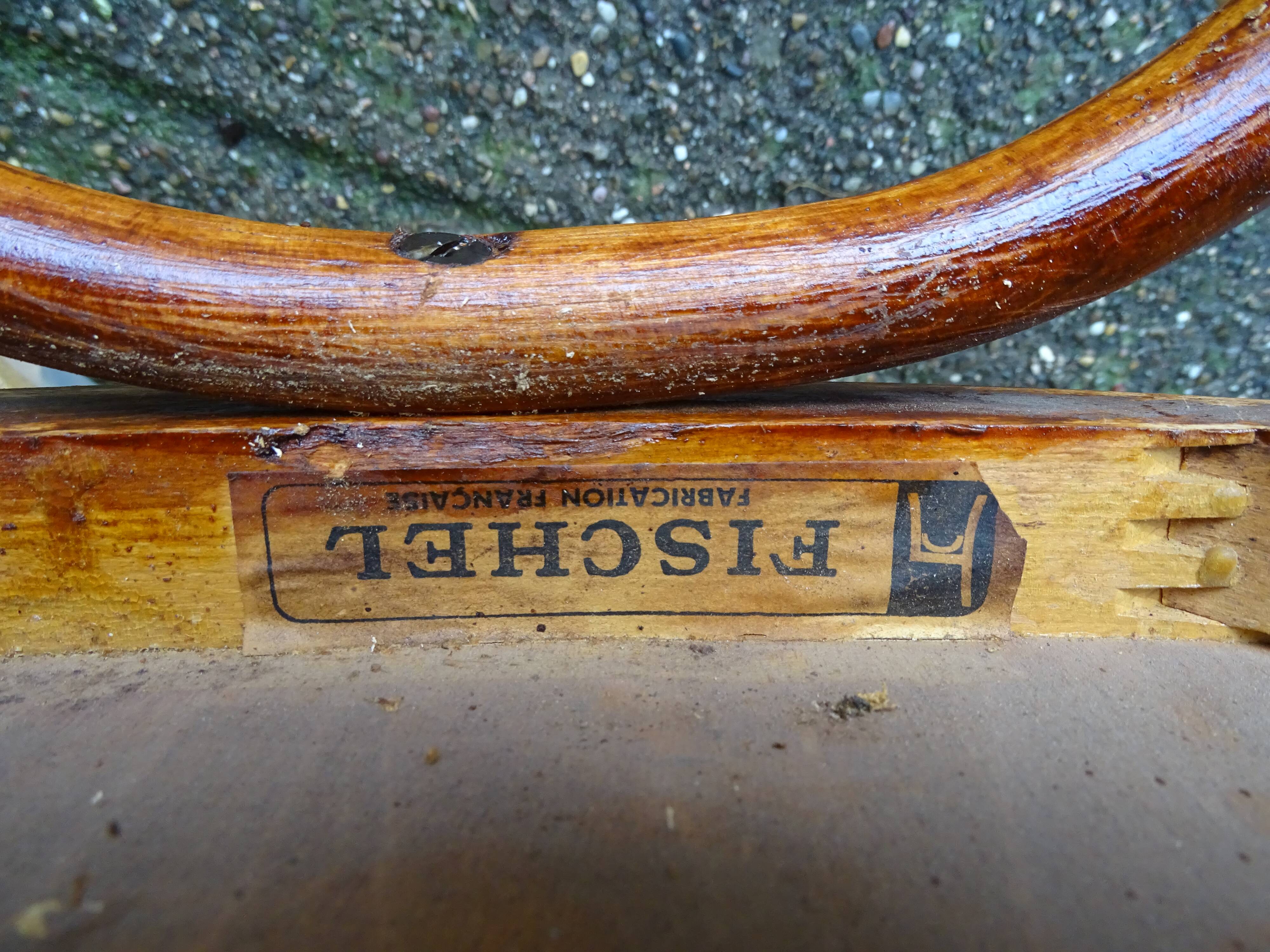 2 FISCHEL chairs, Art Deco 1938 bistro, wooden seat