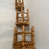 Rattan trundle table hexagonal top 70s