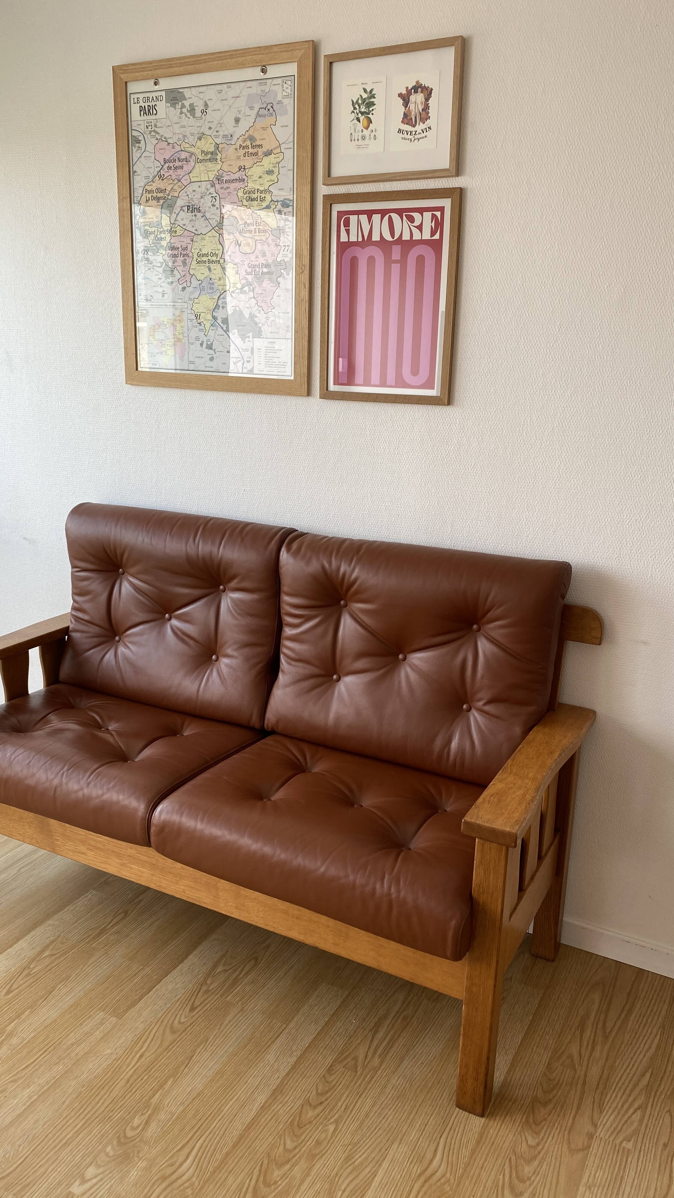 Banquette vintage en chêne massif