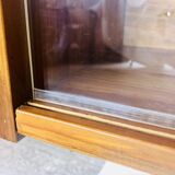 Vintage wall shelf with plexiglass sliding doors