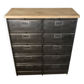 Ronéo furniture with 10 industrial wood and metal flaps