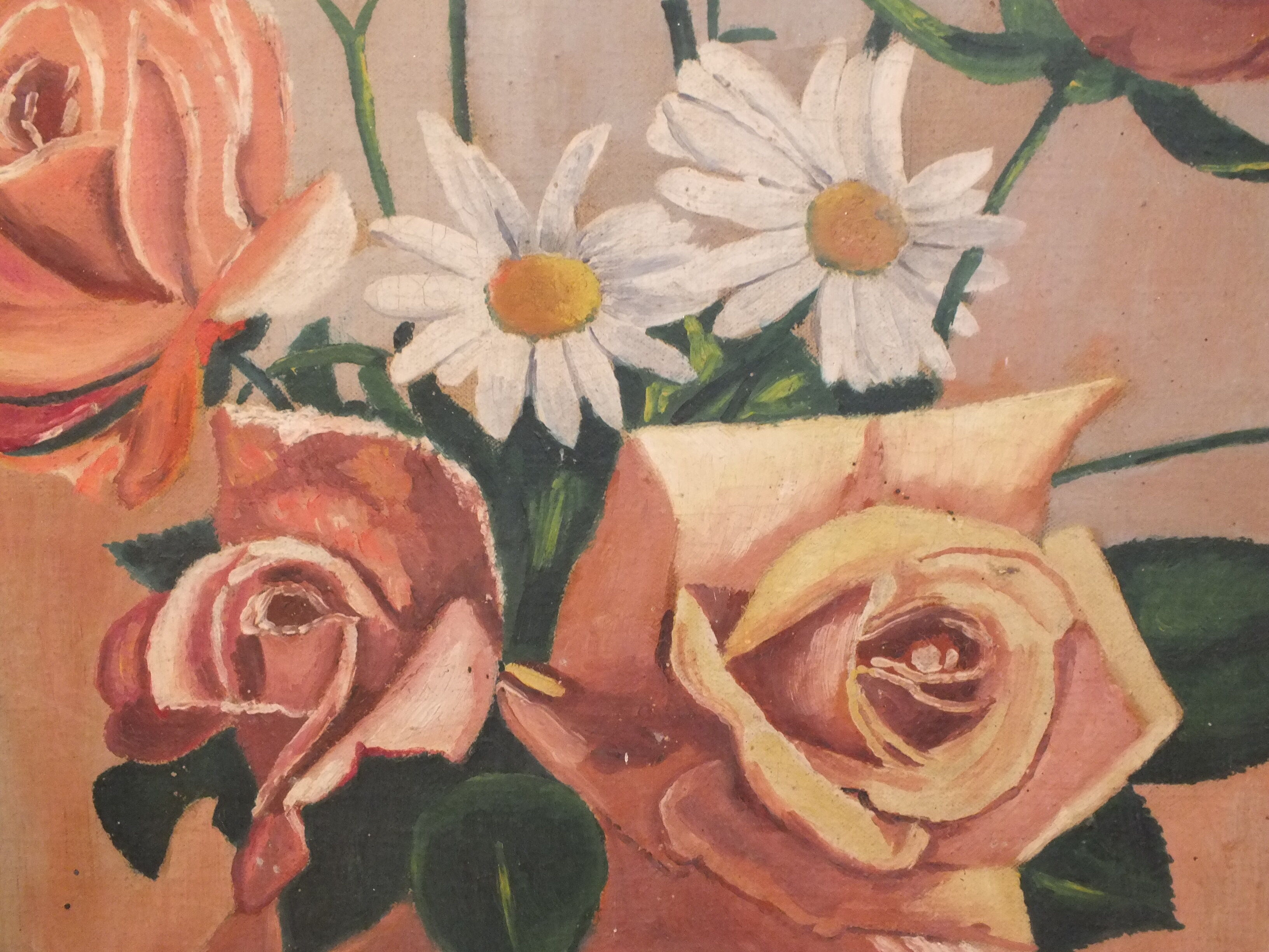 Oil painting on canvas signed H.Simon Bouquet of flowers 1930