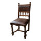 Antique chair in Henri II style, solid oak, leather.