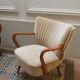 Vintage armchair 50s 60 velvet beige champagne