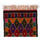 Colorful Vintage Hand-Knotted Turkish Tulu Rug with Geometric Diamond Design, 100% Wool