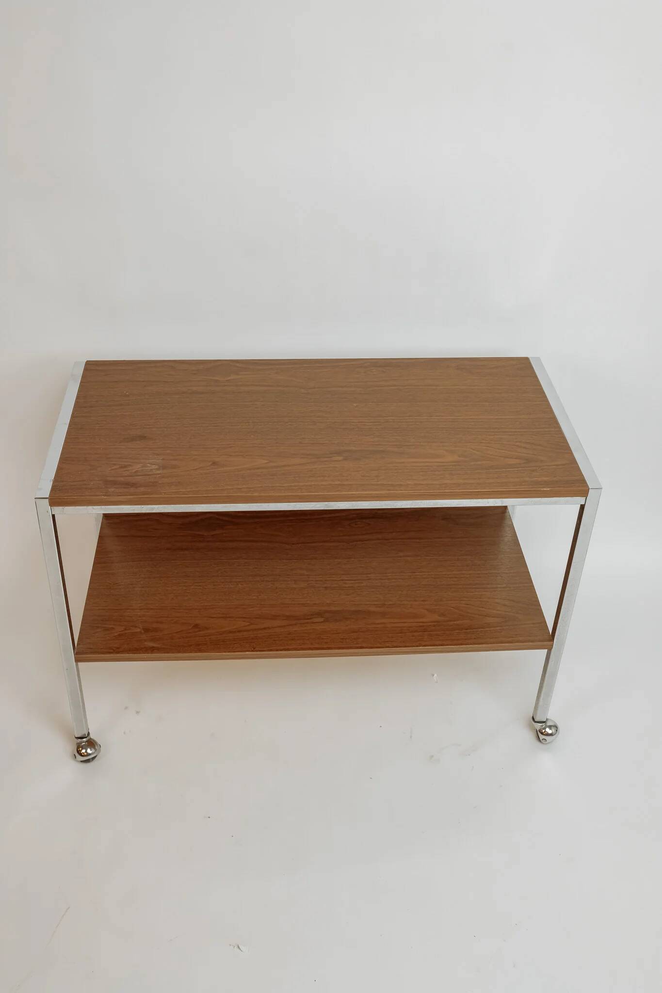 Desserte de bar vintage, années 70 - bois et chrome