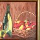 oil painting canvas still life fruit cider Normandy Calvados signed