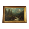T. Levigne Huile sur toile paysage alpin signée