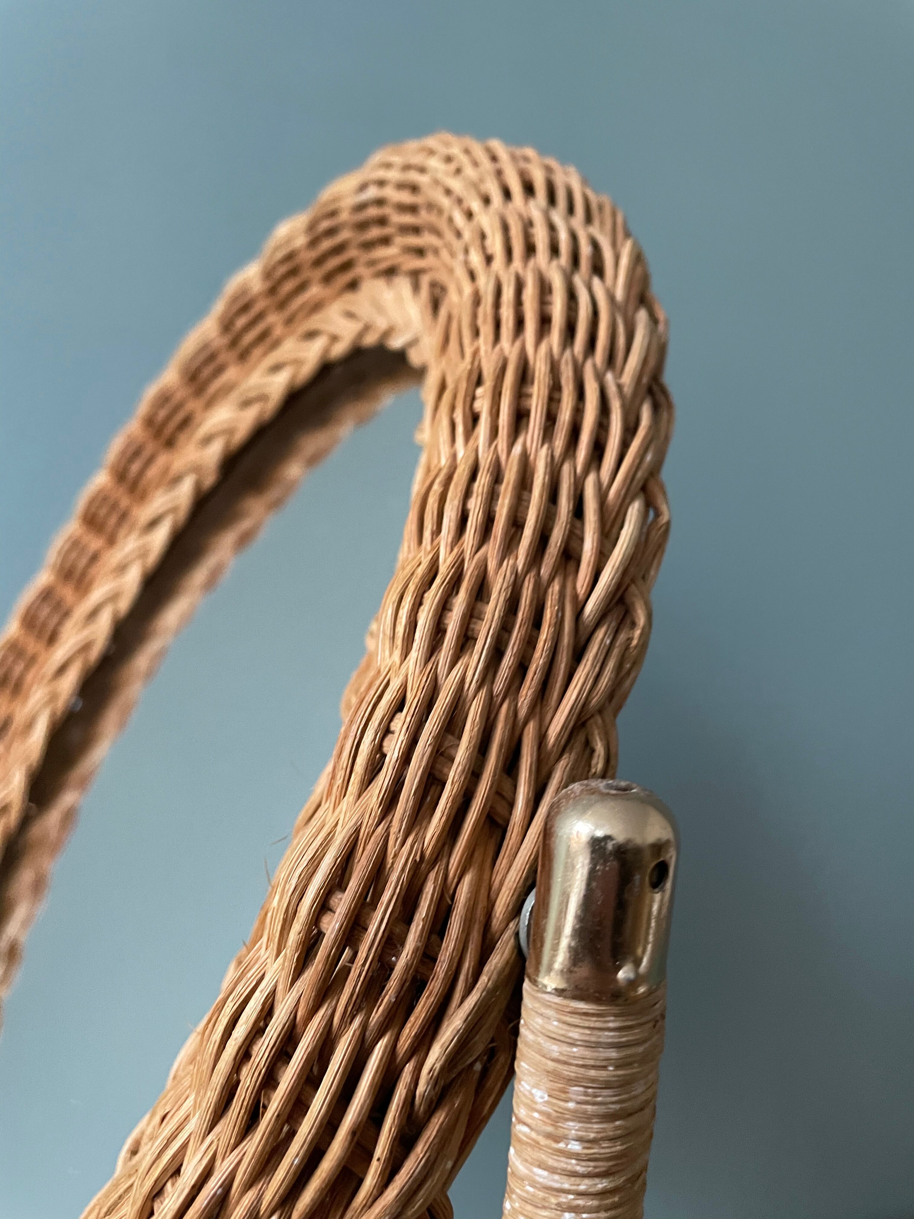 Vintage rattan table psyche mirror