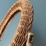 Vintage rattan table psyche mirror