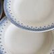 6 vintage ivory ironstone deep plates - Blue pattern