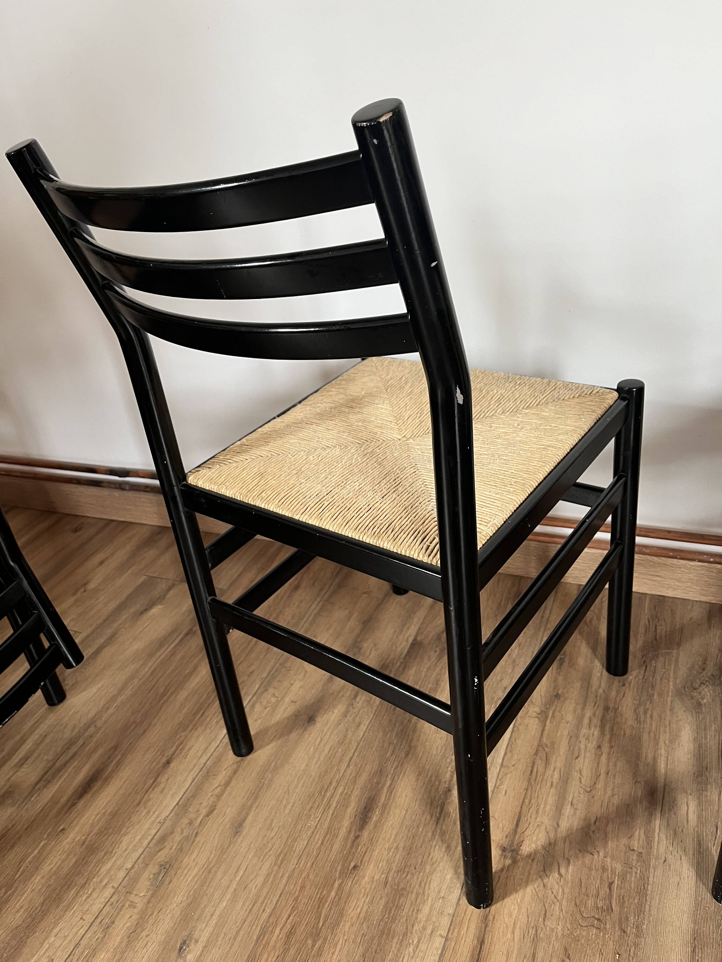 Set of 4 Italian black chairs 1970s