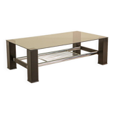 Table basse italienne rectangulaire deux étages 80's