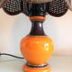 Orange ceramic lamp and brown canned lampshade by Pan Keramik / 60s-70s