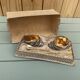 vintage earthenware salt cellars shell decor + golden spoons in box