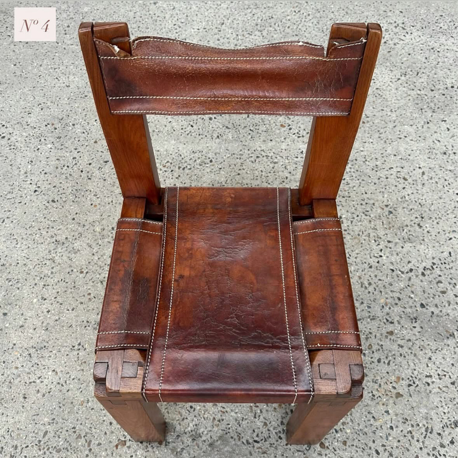 Suite de 4 chaises S11 X par Pierre Chapo, 1960
