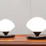 Vintage Swiss marble and glass table lamps by Optelma, set of 2.