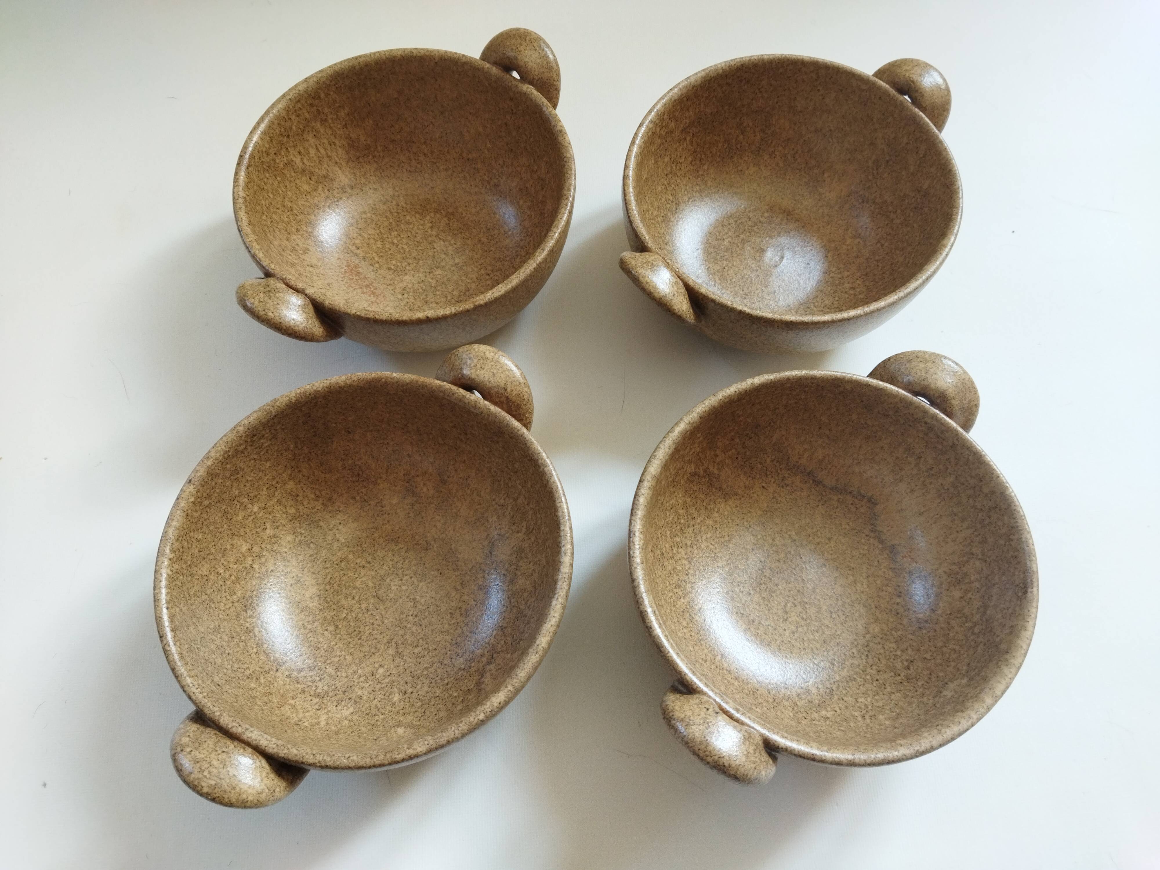 4 stoneware ear bowls
