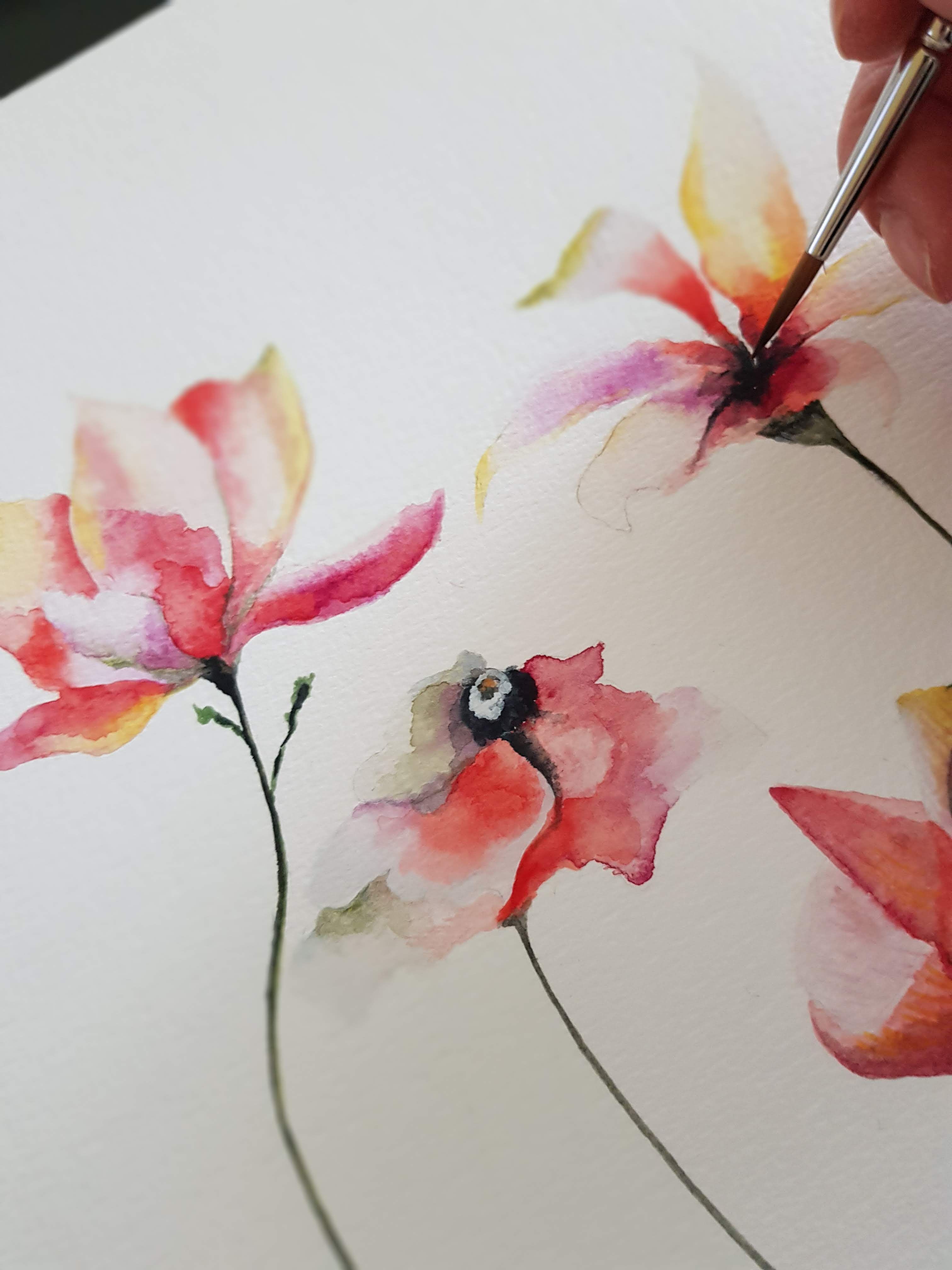 Watercolor of magnolias