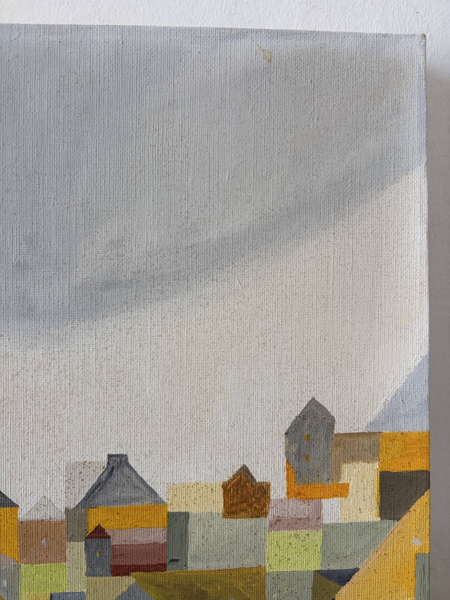 Cubist city, oil on canvas signed Remi 1986