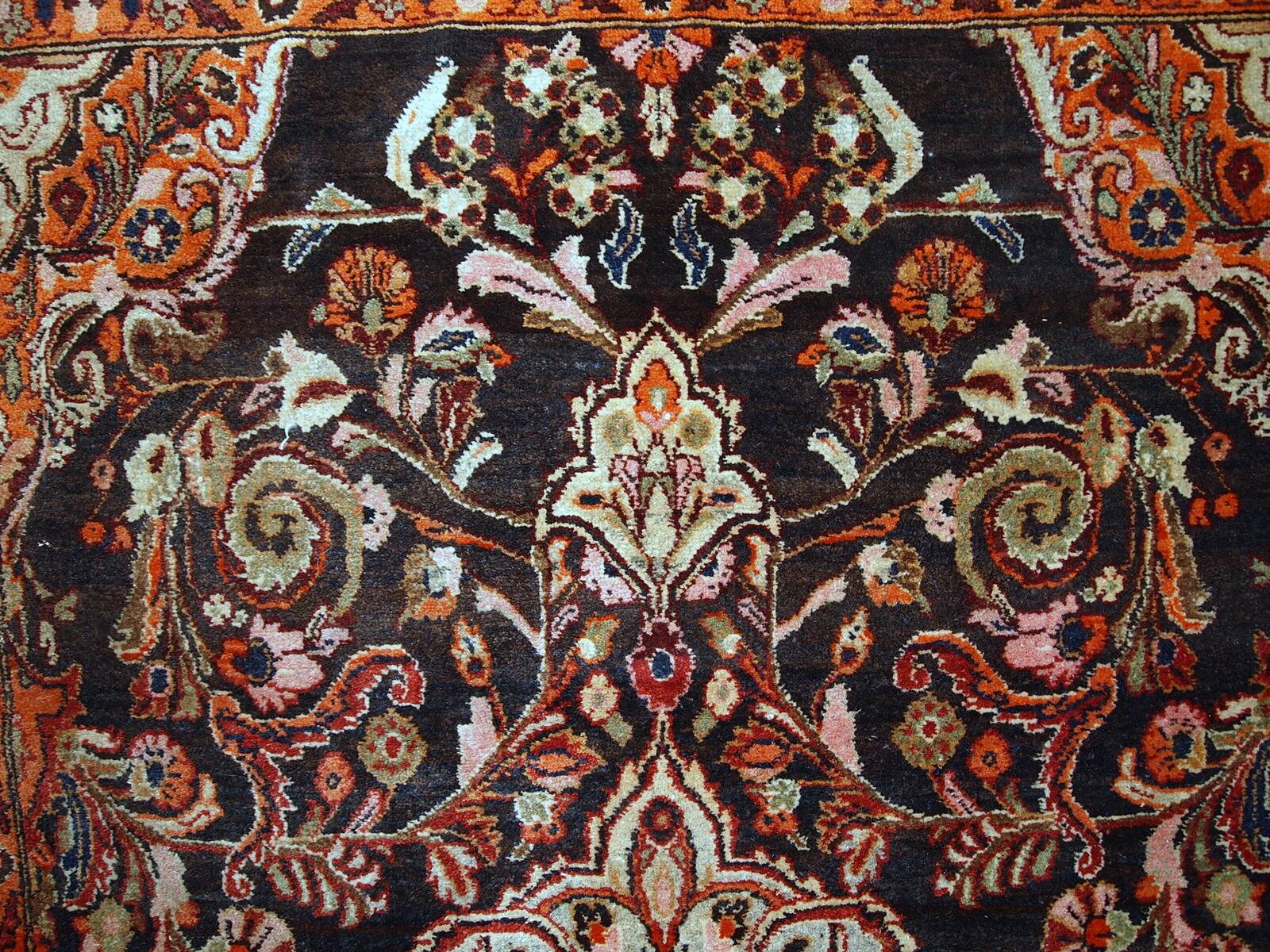 Tapis vintage fait main Tabriz du Moyen-Orient 135cm x 220cm (1950s)