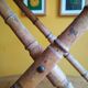 Faux bamboo folding stool and rustic striped canvas
