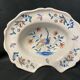 Antique polychrome earthenware shaving dish from La Rochelle, 18th century