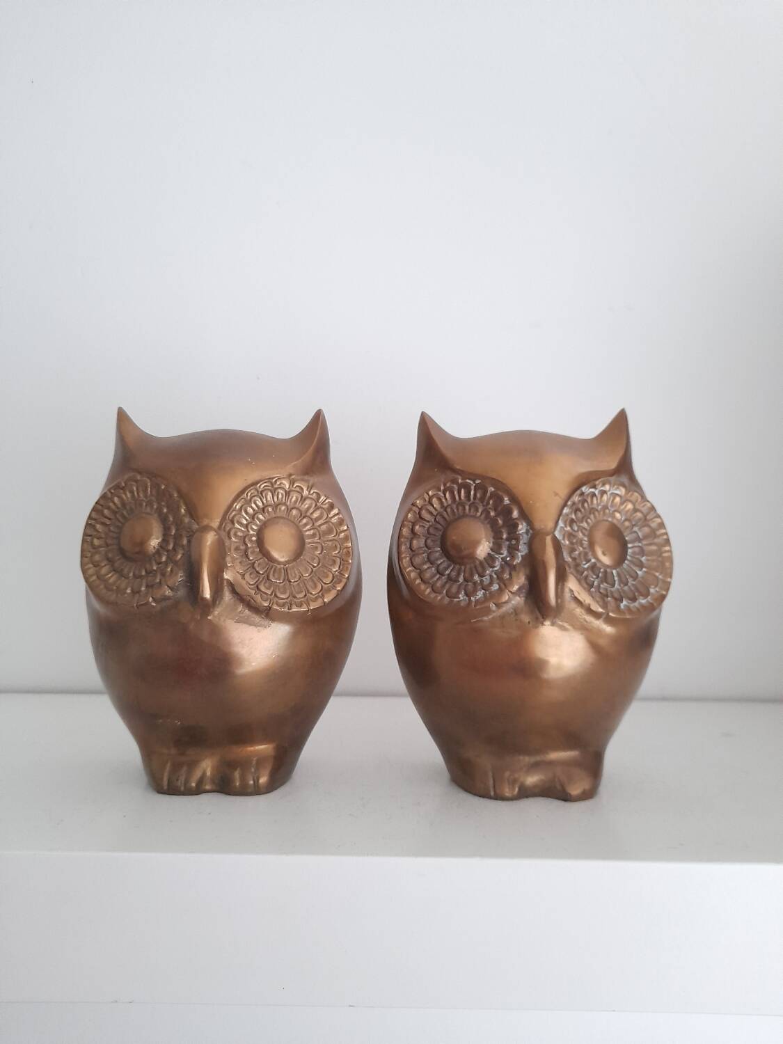 Pair of large brass owl bookends