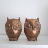 Pair of large brass owl bookends