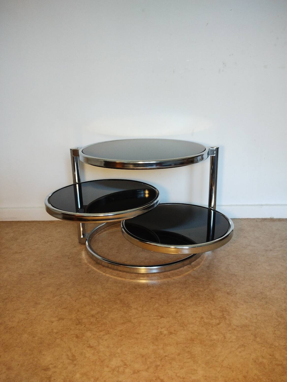 Metal and smoked glass coffee table, 1970