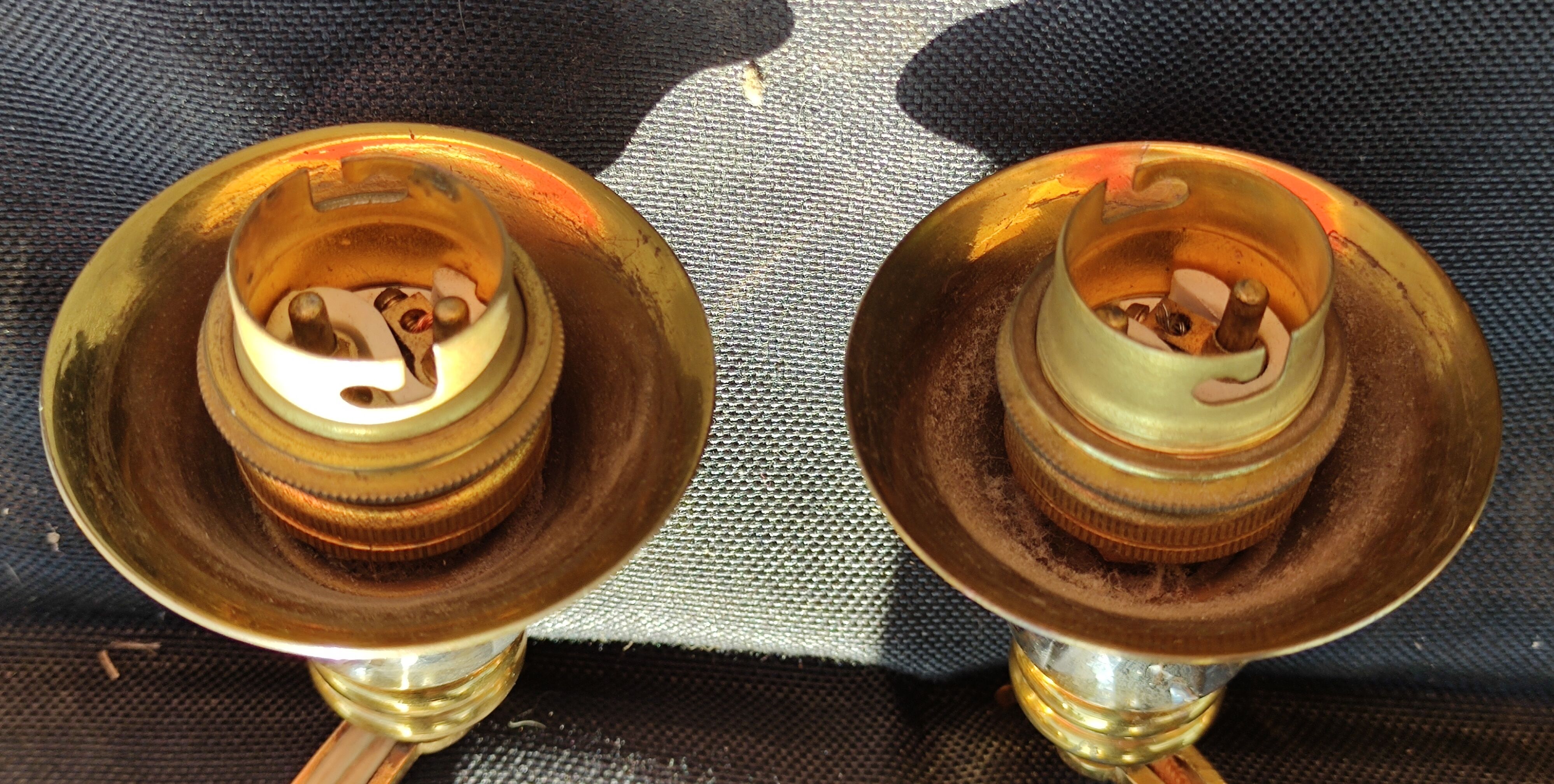 Pair of bronze and glass/neoclassical wall lamps