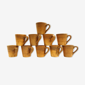 Lot 10 stoneware coffee cups