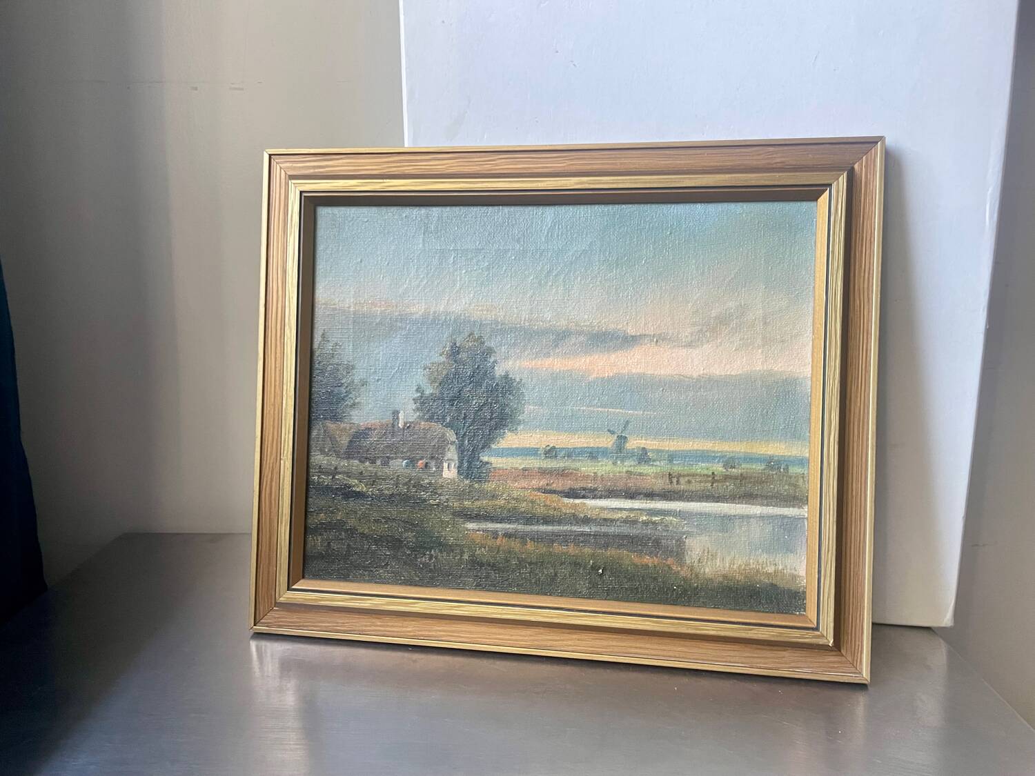 Vintage Landscape oil on canvas With Wooden frame