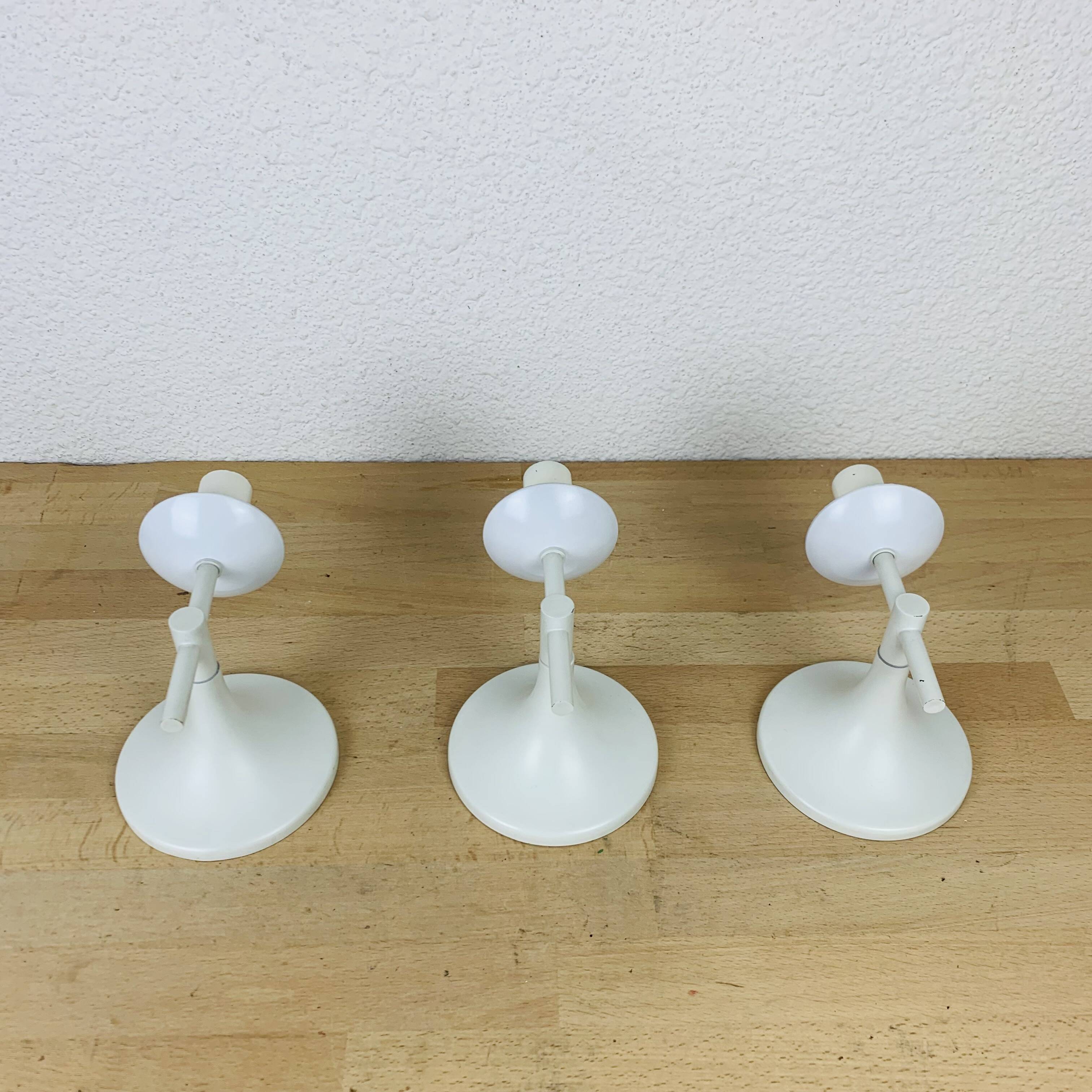 3 Max Bill wall lights for Temde in opaline, 1970s