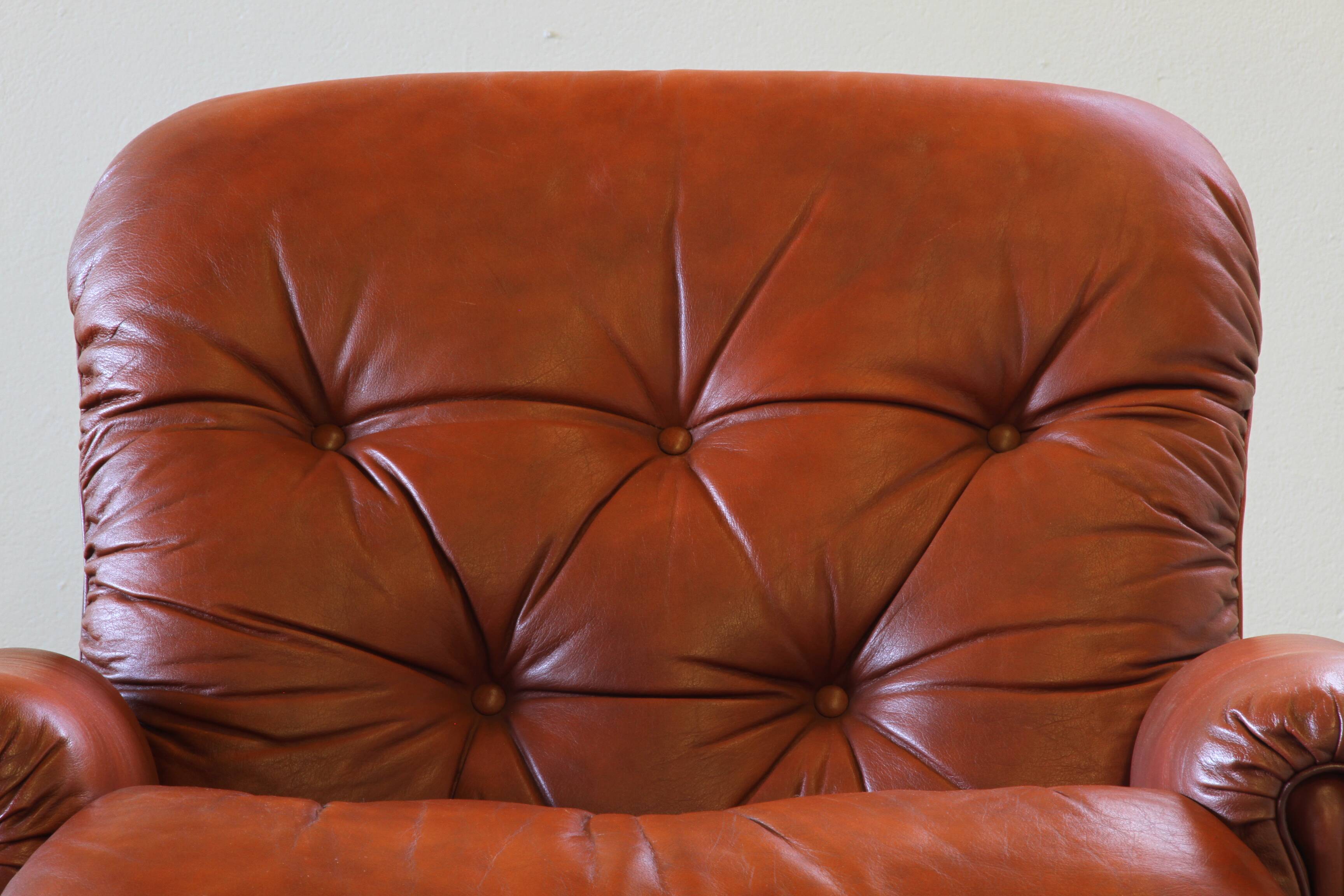 Vintage 1970s Leather Lounge Chairs by Elsa & Nordahl Solheim for Rybo Rykk