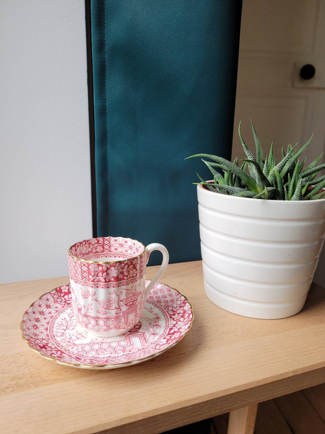 Fine porcelain coffee cup and saucer