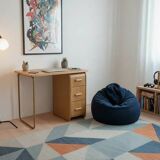 Small vintage desk from the 1950s, wood and metal.