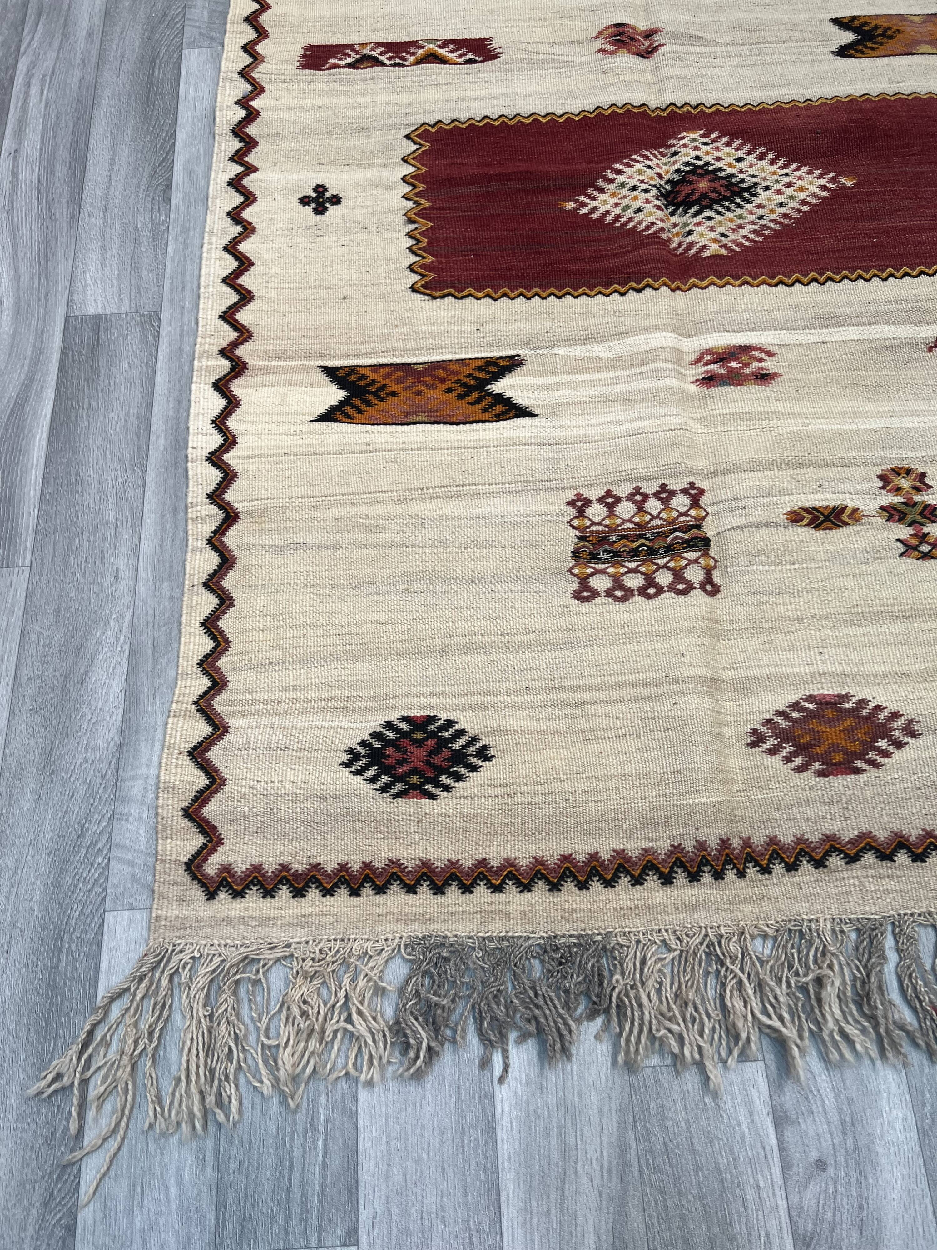 Handwoven Moroccan Rug, Tribal Rug, Taznakht Tribe Kilim Rug