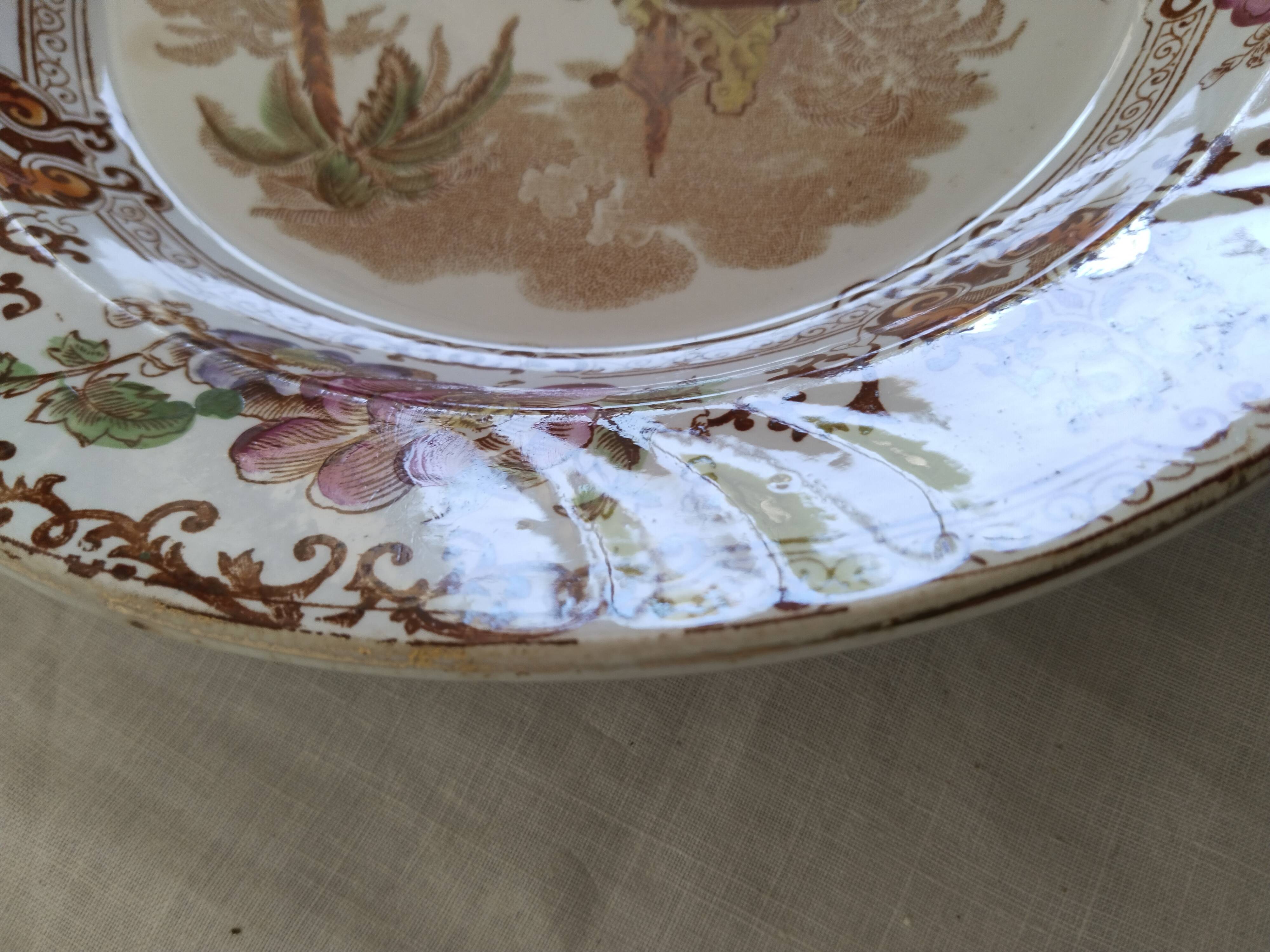 Longwy earthenware serving dish or soup plate, "Cyprus"