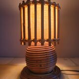 Old vintage Louis Sognot rattan lamp from the 50s and 60s