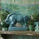 Bison Zsolnay in turquoise glazed earthenware, Hungary, 1940s-50s.