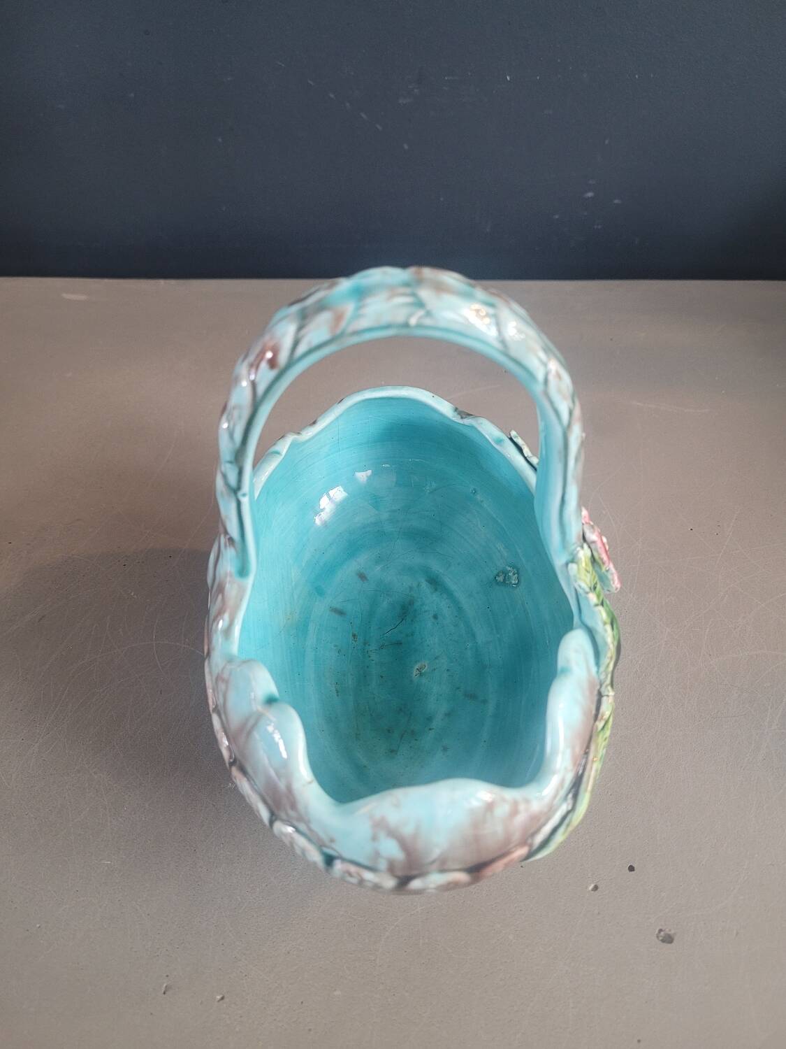 Antique slip basket pot