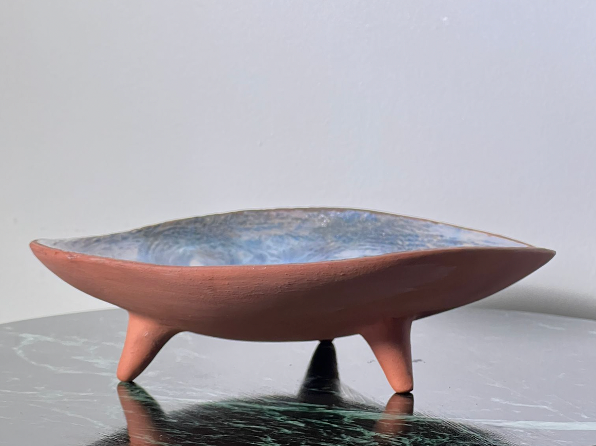 Coupe tripode en gres émaillé, céramique JS