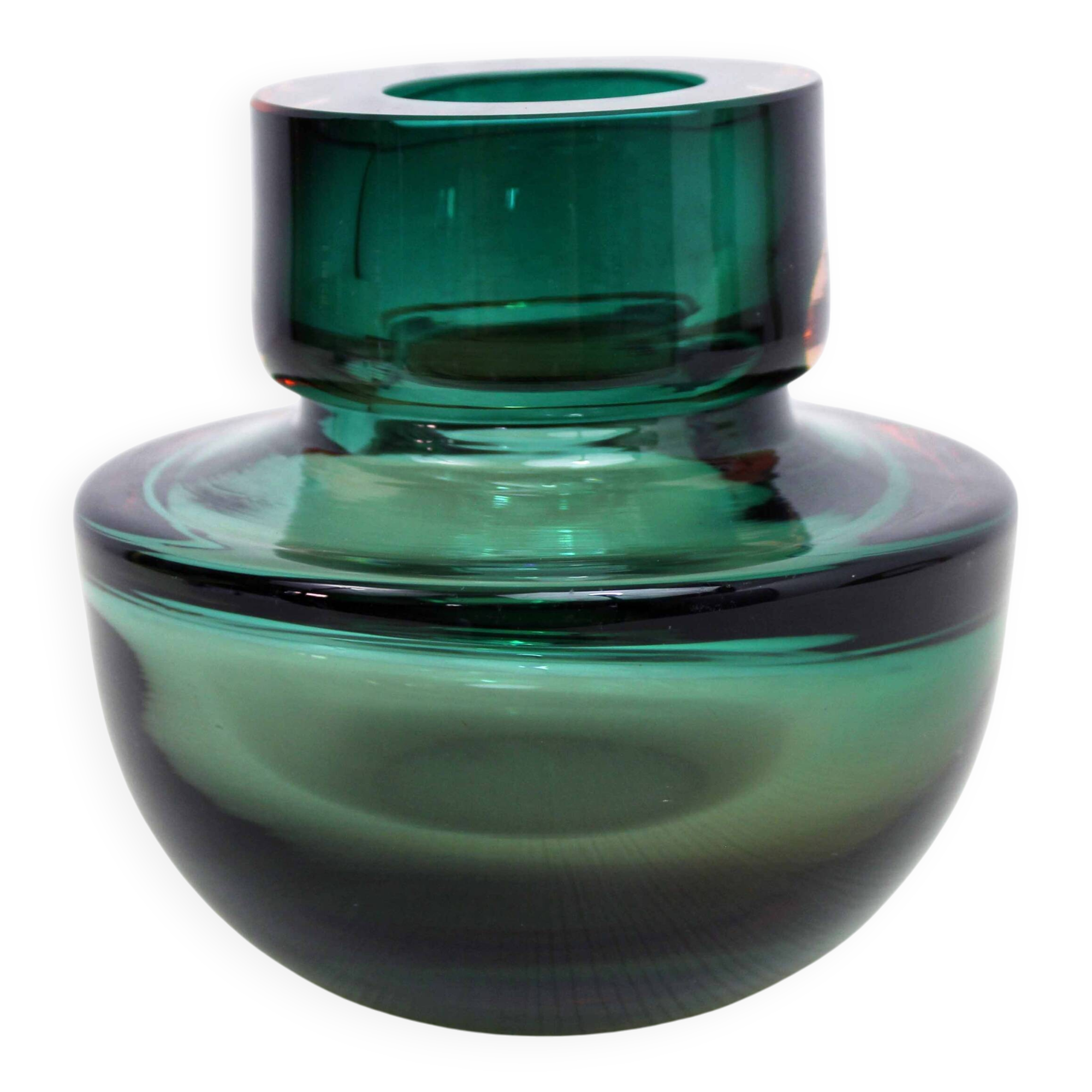 Sommerso vase in green Murano glass 1970